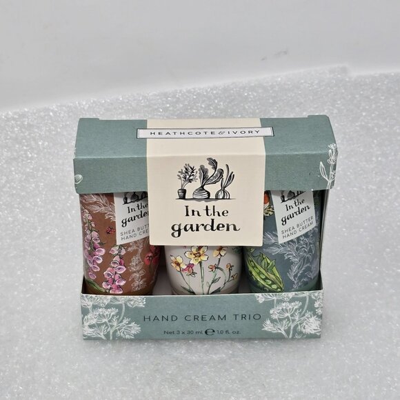 Heathcote & Ivory In The Garden Hand Cream Trio 3 x 1 oz Shea Butter Vitamin E - Picture 1 of 2